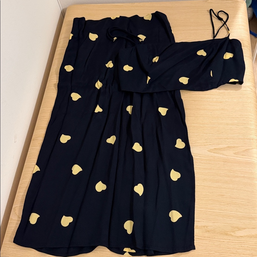 Reformation Navy Heart Print two piece set size 6